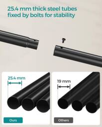 SONGMICS Heavy Duty Double Clothes Rail with Shelf & Wheels in Black - thumbnail 6