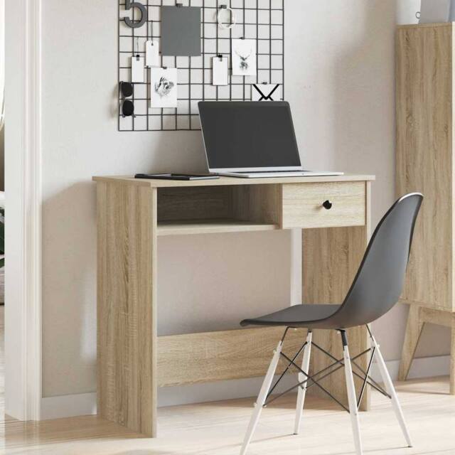 Berkfield Home Decorative Desk Sonoma Oak 80x40x75 cm Engineered Wood in Light Tan - Size: 80 x 40 x 75 cm - image 1