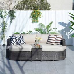 Direct Wicker Outdoor Garden Rattan Sun Lounger with Coffee Table in Brown - Size: 2 Pack - thumbnail 8