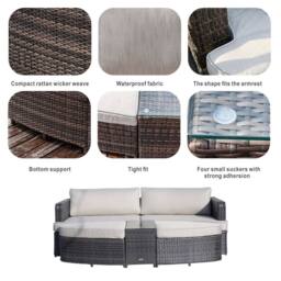 Direct Wicker Outdoor Garden Rattan Sun Lounger with Coffee Table in Brown - Size: 2 Pack - thumbnail 6