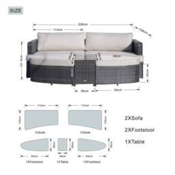 Direct Wicker Outdoor Garden Rattan Sun Lounger with Coffee Table in Brown - Size: 2 Pack - thumbnail 7