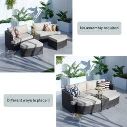 Direct Wicker Outdoor Garden Rattan Sun Lounger with Coffee Table in Brown - Size: 2 Pack - thumbnail 2