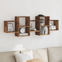 Berkfield Home Wall Shelf Old Wood 129x18x42 cm Engineered Wood in Brown - Size: 129 x 18 x 42 cm - thumbnail 1