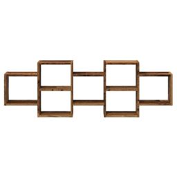 Berkfield Home Wall Shelf Old Wood 129x18x42 cm Engineered Wood in Brown - Size: 129 x 18 x 42 cm - thumbnail 4