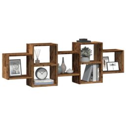 Berkfield Home Wall Shelf Old Wood 129x18x42 cm Engineered Wood in Brown - Size: 129 x 18 x 42 cm - thumbnail 3