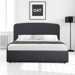 OAT Home Delamere Modern Low Headboard Upholstered Ottoman Storage Bed Frame in Charcoal - Size: King - thumbnail 2