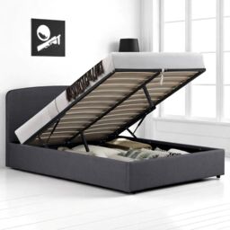 OAT Home Delamere Modern Low Headboard Upholstered Ottoman Storage Bed Frame in Charcoal - Size: King - thumbnail 3