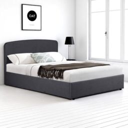 OAT Home Delamere Modern Low Headboard Upholstered Ottoman Storage Bed Frame in Charcoal - Size: King - thumbnail 1