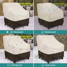 KORVIXA Outdoor Garden Furniture Seat Covers in Beige - Size: 100 cm x 100 cm - thumbnail 4