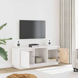 Berkfield Home TV Cabinet White 110.5x35x44 cm Solid Wood Pine - thumbnail 3