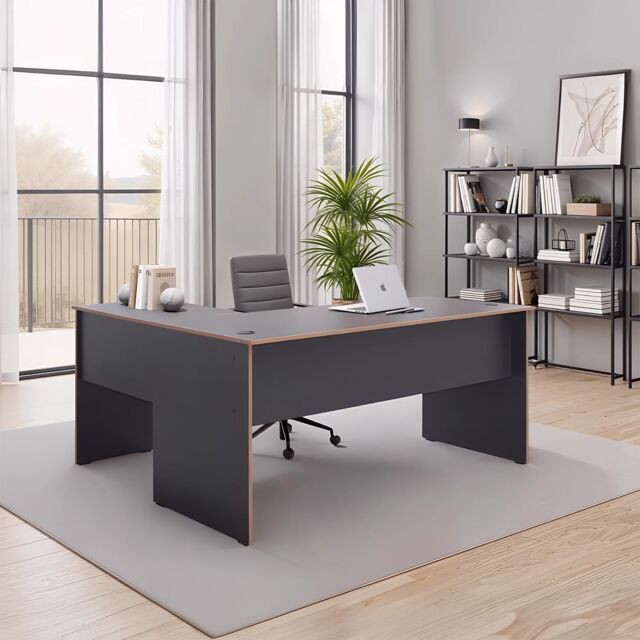 FWStyle Anthracite Grey L Shaped Reversible Home Office Corner Desk - image 1