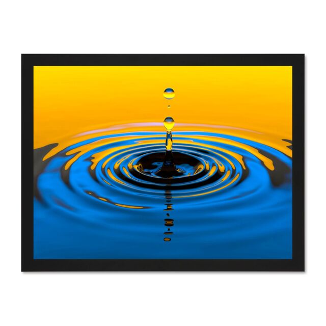 "Artery8 Wall Art Print Water Drop Splash Ripple Large Framed Wall Décor Art in White - Size: W18"" x H24""" - image 1