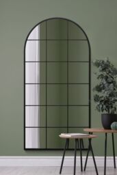 "MirrorOutlet Black Metal Framed Arched Window Wall Mirror 71"" X 35"" (180 X 90CM) - Size: 1 Pack" - thumbnail 2