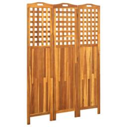 Berkfield Home 3-Panel Room Divider 121x2x170 cm Solid Acacia Wood in Brown - Size: 121 x 2 x 170 cm - thumbnail 2