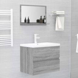 Berkfield Home Bathroom Mirror Grey Sonoma 60x10.5x37 cm Engineered Wood - thumbnail 5
