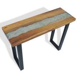 Berkfield Home Console Table Teak 100x35x75 cm in Brown - Size: 100 x 35 x 75 cm - thumbnail 4