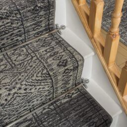 runrug Black Afrikans Stair Carpet Runner in Grey - Size: 60 cm x 450 cm - thumbnail 4