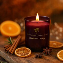 Nicola Spring 130g Cinnamon Orange Soy Wax Candle - Spiced Festive Glass Jar Gift in Purple - thumbnail 2