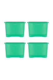 Wham Crystal 8 x 80L Stackable Plastic Storage Boxes with Lids in Green - thumbnail 4