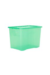 Wham Crystal 8 x 80L Stackable Plastic Storage Boxes with Lids in Green - thumbnail 2
