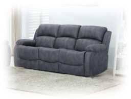 Furnishings For Less UK Alaska Grey Suede Fabric 3 Piece Sofa Suite Manual Reclining Armchairs + Static 3 Seater Seater Sofa High Back - thumbnail 3