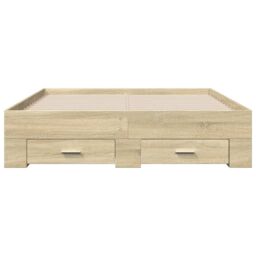 Berkfield Home Bed Frame with Drawers without Mattress Sonoma Oak 135x190 cm Double in Brown - thumbnail 4
