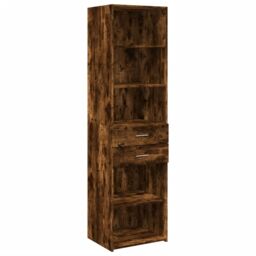 Berkfield Home Highboard Smoked Oak 50x42.5x185 cm Engineered Wood in Brown - thumbnail 2