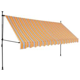Berkfield Home Manual Retractable Awning with LED 350 cm Yellow & Blue - thumbnail 1
