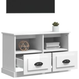 Berkfield Home TV Cabinet High Gloss White 80x35x50 cm Engineered Wood - Size: 80 x 35 x 50 cm - thumbnail 4
