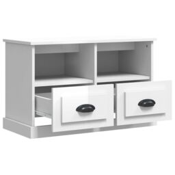 Berkfield Home TV Cabinet High Gloss White 80x35x50 cm Engineered Wood - Size: 80 x 35 x 50 cm - thumbnail 6