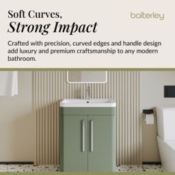 Balterley Contemporary Floor Standing 2 Door Bathroom Vanity Unit, Green, 610mm in Green - thumbnail 6