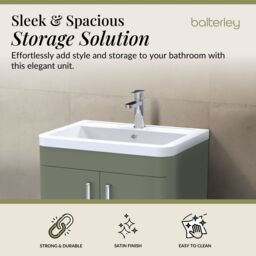 Balterley Contemporary Floor Standing 2 Door Bathroom Vanity Unit, Green, 610mm in Green - thumbnail 3