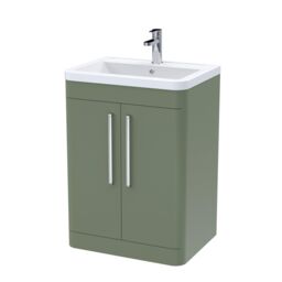 Balterley Contemporary Floor Standing 2 Door Bathroom Vanity Unit, Green, 610mm in Green