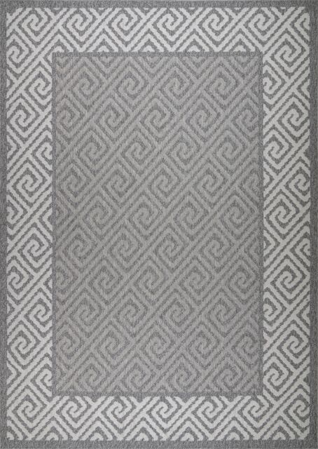 London Rug Company Nicole Luxury Indoor & Outdoor Flat Pile Rug in Grey - Size: 240 cm x 340 cm