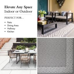 London Rug Company Nicole Luxury Indoor & Outdoor Flat Pile Rug in Grey - Size: 240 cm x 340 cm - thumbnail 5