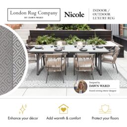 London Rug Company Nicole Luxury Indoor & Outdoor Flat Pile Rug in Grey - Size: 240 cm x 340 cm - thumbnail 3