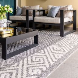 London Rug Company Nicole Luxury Indoor & Outdoor Flat Pile Rug in Grey - Size: 240 cm x 340 cm - thumbnail 2