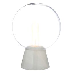 Orsina Grey Marble Globe Table Lamp, Solid Grey Marble Base With Clear Glass Globe, Stylish Snow Globe Effect Light in White - thumbnail 1