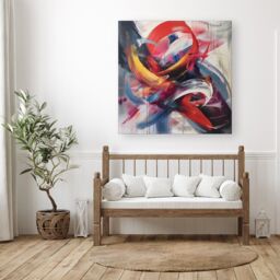 "Warren Reed - Designer Swirling Symphony Of Colours Canvas - Size: W30"" x H30""" - thumbnail 1