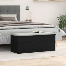 Berkfield Home Black Oak Storage Box - 90x35x35 cm - Engineered Wood - Size: 90 x 35 x 35 cm - thumbnail 2