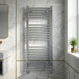 Balterley Heated Vertical Towel Ladder Square Rail 1167 BTU, 1200x500mm - Chrome in Silver - thumbnail 8