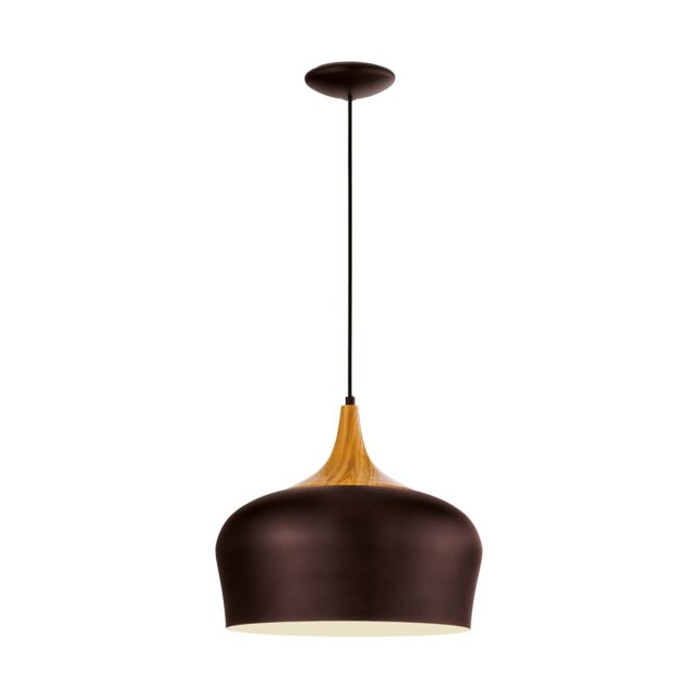 Loops Pendant Ceiling Light Brown with Cream Inner Coloured Steel Bulb E27 1x60W in Metallics - image 1