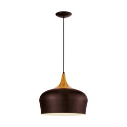 Loops Pendant Ceiling Light Brown with Cream Inner Coloured Steel Bulb E27 1x60W in Metallics