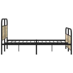 Berkfield Home Metal Bed Frame without Mattress Sonoma Oak 140x200 cm in Black - thumbnail 5