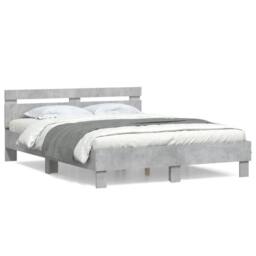 Berkfield Home Durable Bed Frame without Mattress Concrete Grey 140x200 cm - thumbnail 3