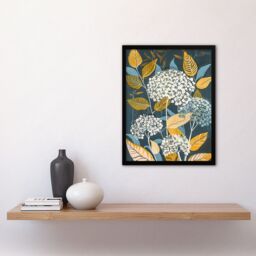 "Artery8 Blue Hydrangea Flowers Artwork Floral Bouquet Framed Art Print - Size: W12"" x H16""" - thumbnail 4