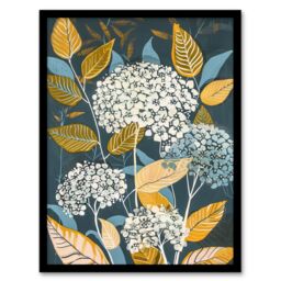 "Artery8 Blue Hydrangea Flowers Artwork Floral Bouquet Framed Art Print - Size: W12"" x H16""" - thumbnail 1