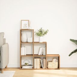 Berkfield Home Room Divider Bookcase¬†3-Tier¬†Artisan Oak 99x29x99 cm Engineered Wood in Brown - Size: 99 x 29 x 99 cm - thumbnail 3