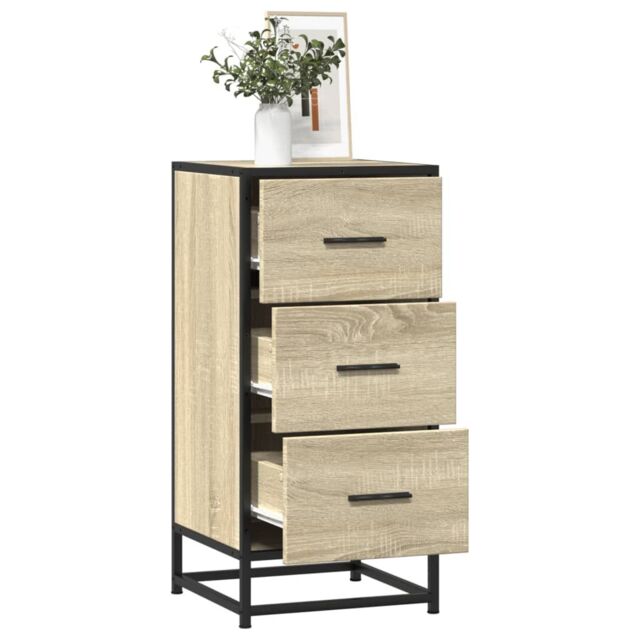 Berkfield Home Sideboard Sonoma Oak 35.5x35x76 cm Engineered Wood & Metal in Brown - image 1