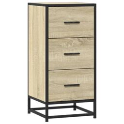 Berkfield Home Sideboard Sonoma Oak 35.5x35x76 cm Engineered Wood & Metal in Brown - thumbnail 2